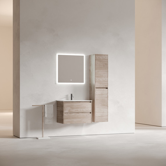 Тумба подвесная с раковиной-столешницей Sancos Libra 70 см LB70EG, дуб галифакс натуральный (раковина Element CN7007) - фото 8