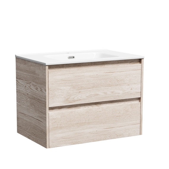 Тумба подвесная с раковиной-столешницей Sancos Libra 70 см LB70EG, дуб галифакс натуральный (раковина Element CN7007) - фото 2