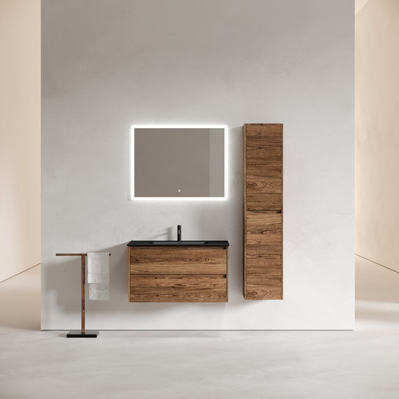 Тумба подвесная с раковиной-столешницей Sancos Libra 90 см LB90ECH, дуб чарльстон (раковина Element CN7002MB) - фото 4