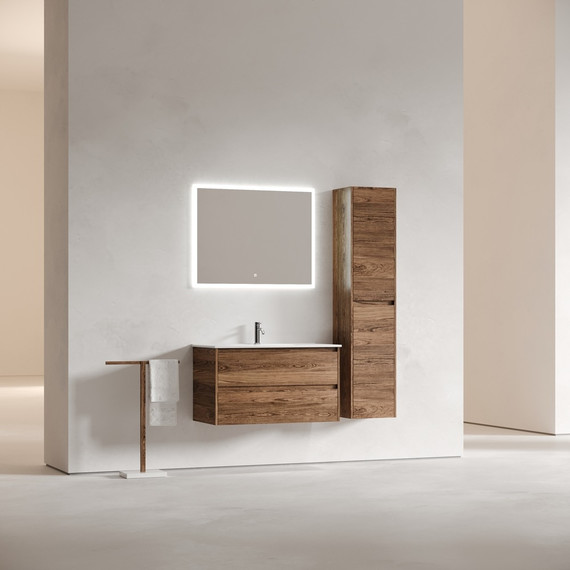 Тумба подвесная с раковиной-столешницей Sancos Libra 90 см LB90ECH, дуб чарльстон (раковина Element CN7002) - фото 5