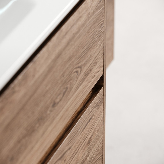 Тумба подвесная с раковиной-столешницей Sancos Libra 90 см LB90ECH, дуб чарльстон (раковина Element CN7002) - фото 8