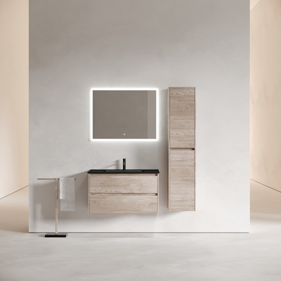 Тумба подвесная с раковиной-столешницей Sancos Libra 90 см LB90EG, дуб галифакс натуральный (раковина Element CN7002MB) - фото 9