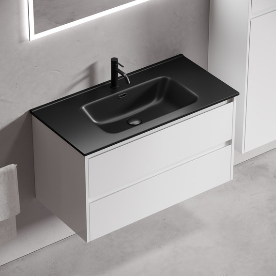 Тумба подвесная с раковиной-столешницей Sancos Libra 90 см LB90W (раковина Element CN7002MB) - фото 6