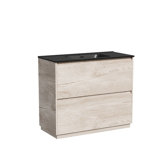 Тумба напольная с раковиной-столешницей Sancos Libra Floor 100 см LB100FEG, дуб галифакс натуральный (раковина Element CN7003MB) - фото 2
