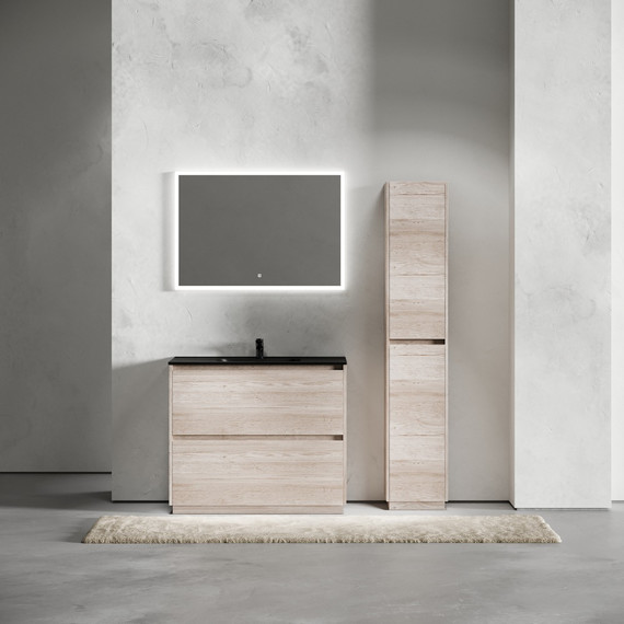 Тумба напольная с раковиной-столешницей Sancos Libra Floor 100 см LB100FEG, дуб галифакс натуральный (раковина Element CN7003MB) - фото 10