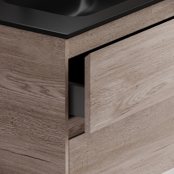 Тумба напольная с раковиной-столешницей Sancos Libra Floor 100 см LB100FEG, дуб галифакс натуральный (раковина Element CN7003MB) - фото 6