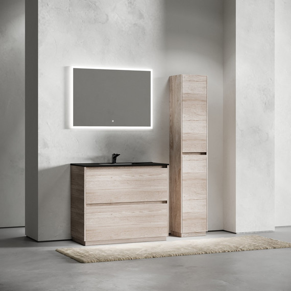 Тумба напольная с раковиной-столешницей Sancos Libra Floor 100 см LB100FEG, дуб галифакс натуральный (раковина Element CN7003MB) - фото 9