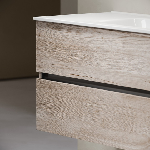 Тумба подвесная с раковиной-столешницей Sancos Urban 120 см UR120-1EG, дуб галифакс натуральный (раковина Element CN7006) - фото 7