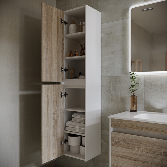 Пенал подвесной Sancos Smart 35 см PSM35E, дуб бардолино/белый - фото 2