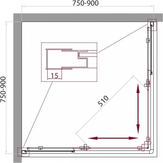 Набор 2 в 1: Душевое ограждение BelBagno (75-90)х(75-90) см UNIQUE-A-2-75/90-C-Cr + Душевая стойка BelBagno ANCONA-DOCM-CRM - фото 8