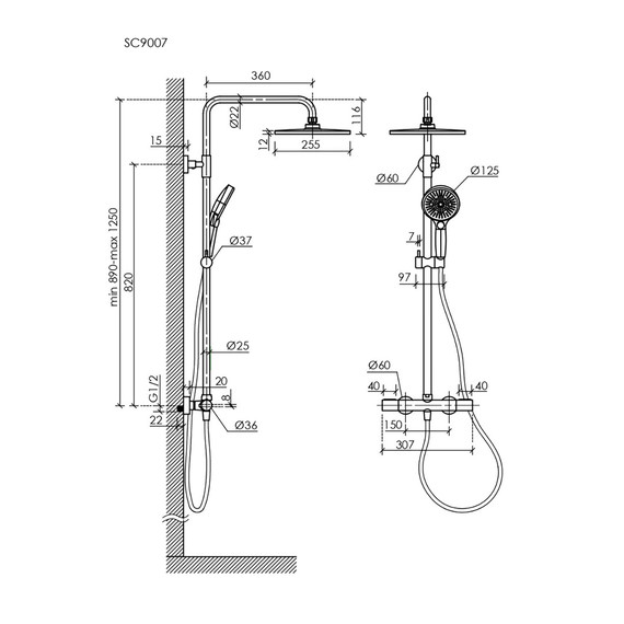 Душевая стойка с термостатом Sancos Etna SC9007CH - фото 2