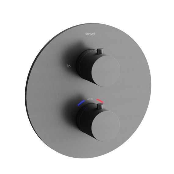 Душевая система для душа с термостатом Sancos Etna SC9010GG, вороненая сталь - фото 2