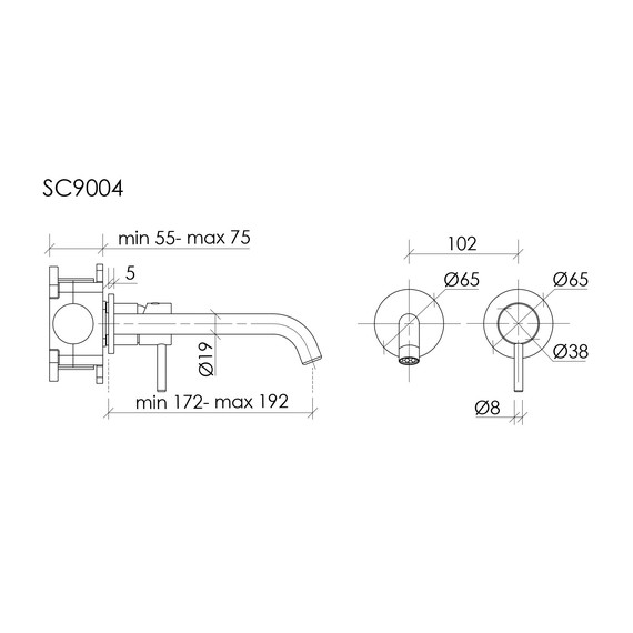Смеситель для раковины настенный Sancos Etna SC9004BG, брашированное золото (со скрытой частью) - фото 4