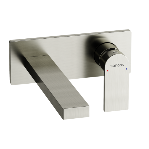 Смеситель для раковины настенный Sancos Studio SC9017BN, брашированный никель (со скрытой частью) - фото 