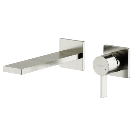 Смеситель для раковины настенный Sancos Linn SC9021BN, брашированный никель (со скрытой частью) - фото 