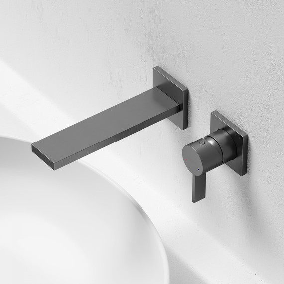 Смеситель для раковины настенный Sancos Linn SC9021GG, вороненая сталь (со скрытой частью) - фото 2