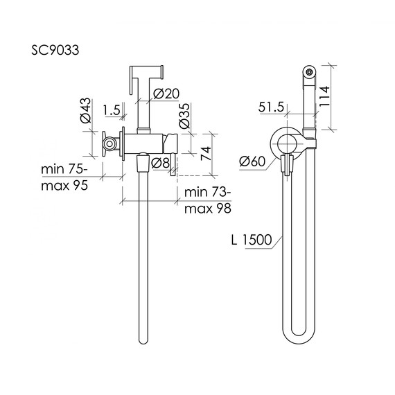 Набор для гигиенического душа Sancos Etna SC9033BN, брашированный никель (со скрытой частью) - фото 2