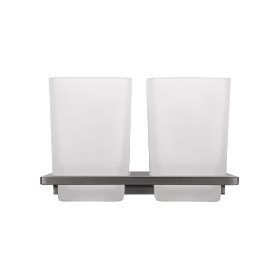 Стакан двойной для зубных щеток Wonzon & Woghand Eclipse WW-9128-GM, цвет тёмный графит брашированный - фото 2