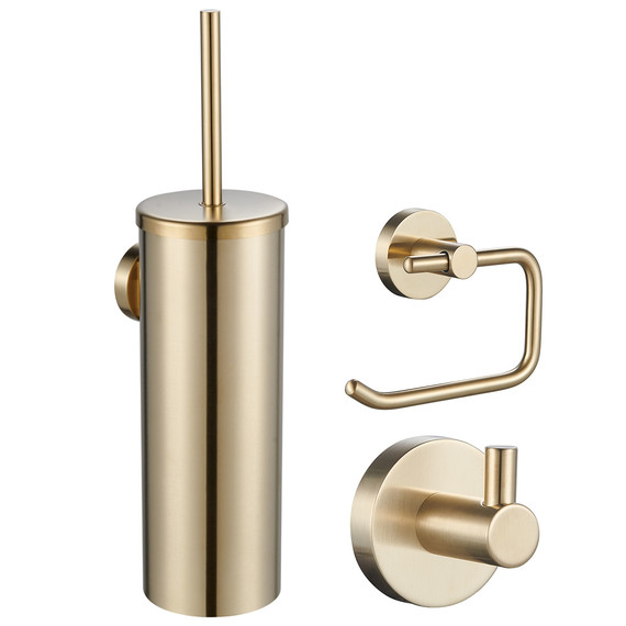 Набор аксессуаров для ванной комнаты Wonzon & Woghand WW-8100-G, цвет золото брашированное - фото 