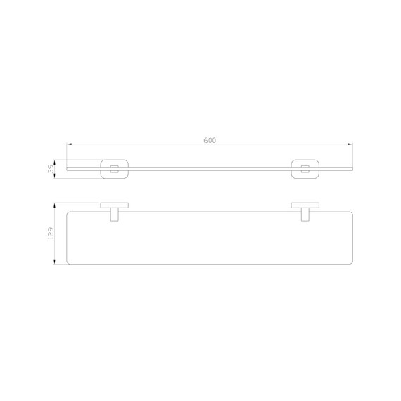 Стеклянная полка Wonzon & Woghand Graffity WW-9327-BN, цвет никель брашированный - фото 2