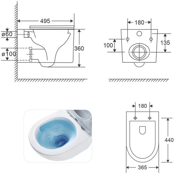 Унитаз подвесной безободковый Azario Luzio AZ-098-UQ (система смыва Торнадо) с тонкой крышкой микролифт - фото 15