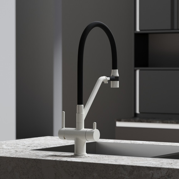 Смеситель для кухни Sancos Dora SC4003GR, белый гранит/чёрный - фото 7