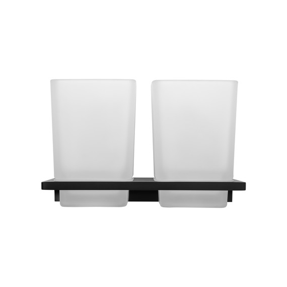 Стакан двойной для зубных щеток Wonzon & Woghand Eclipse WW-9128-BL, цвет чёрный глянцевый - фото 2