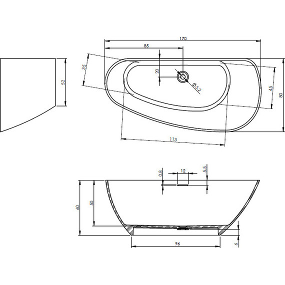 Ванна отдельностоящая Riho GRANADA 170х80 см R - фото 2