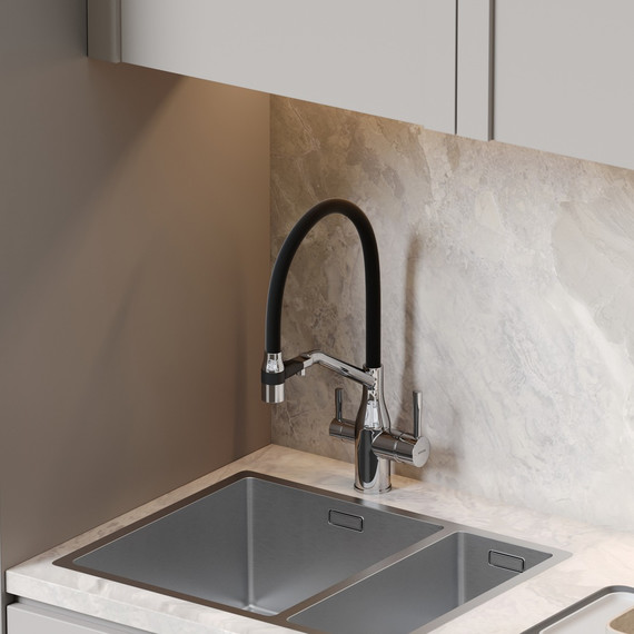 Смеситель для кухни Sancos Orta SC4008CH, хром/чёрный - фото 2