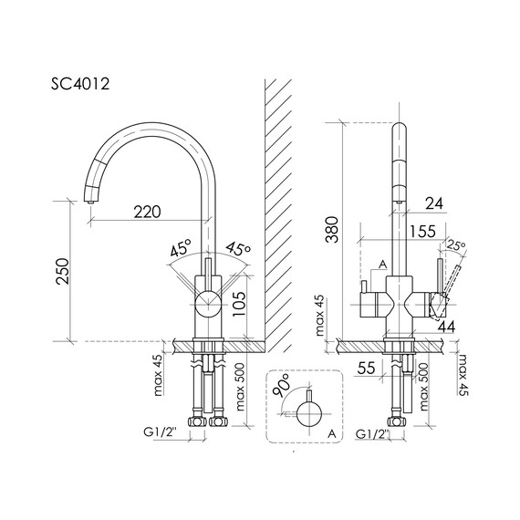 Смеситель для кухни Sancos Taper SC4012ZG, полированное золото - фото 8