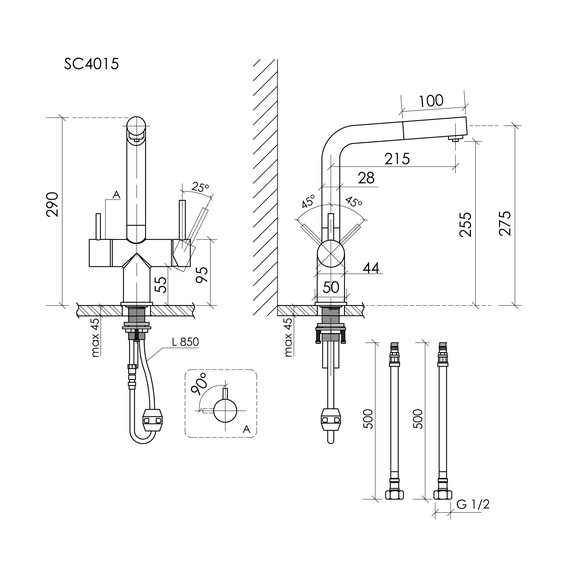 Смеситель для кухни Sancos Spin SC4015MB, чёрный матовый - фото 10