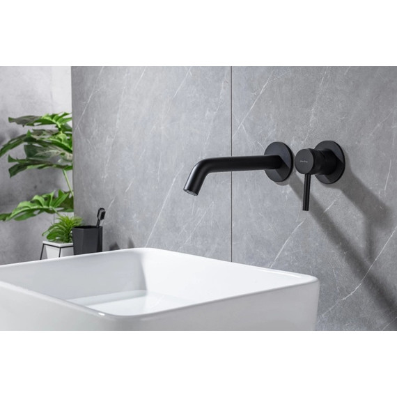Смеситель для раковины настенный Allen Brau Priority 5.31030-31 (со скрытой частью) чёрный матовый - фото 10
