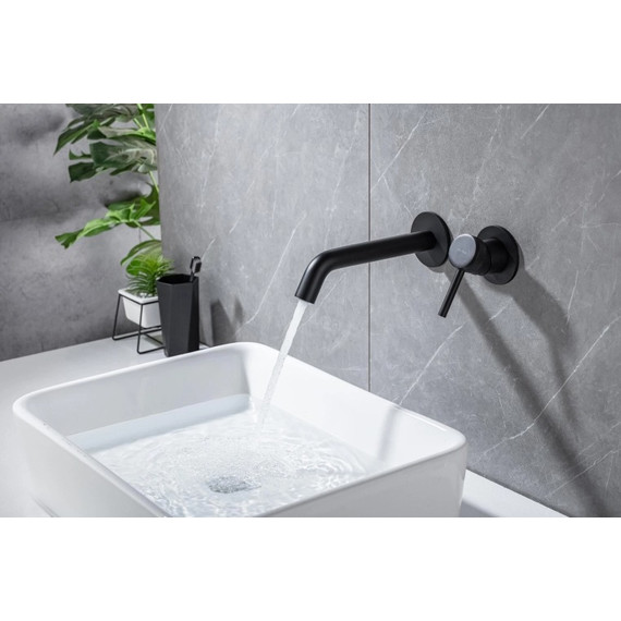 Смеситель для раковины настенный Allen Brau Priority 5.31030-31 (со скрытой частью) чёрный матовый - фото 8