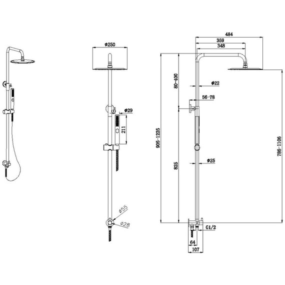Душевая стойка Allen Brau Priority 5.31031-31, чёрный матовый - фото 7