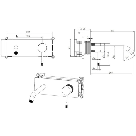 Смеситель для раковины настенный Allen Brau Priority 4.0 5.31D03-31 (со скрытой частью) чёрный матовый - фото 2