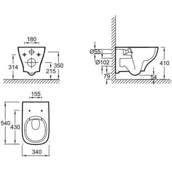 Инсталляция с подвесным безободковым унитазом Jacob Delafon Struktura EDE103-BL, сиденье с крышкой микролифт - фото 7