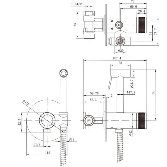 Набор для гигиенического душа Allen Brau Liberty 5.33005-00 (со скрытой частью) - фото 9