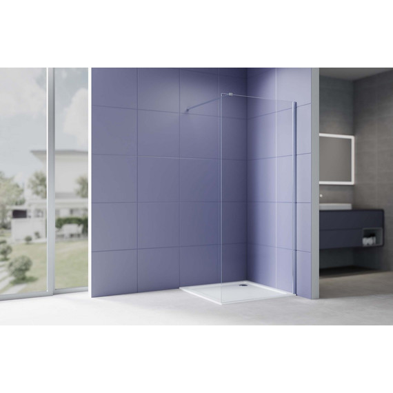Душевая перегородка Aquatek Walk in 90 см AQ.WI.090.1CH (стекло 8 мм) с кронштейном в комплекте, серебро/прозрачное - фото 