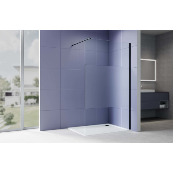 Душевая перегородка Aquatek Walk in 120 см AQ.WI.120.3BL (стекло 8 мм) с кронштейном в комплекте, чёрный матовый/матовое - фото 