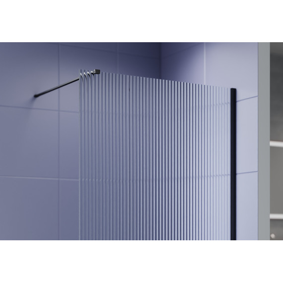 Душевая перегородка Aquatek Walk in 90 см AQ.WI.090.2BL (стекло 8 мм) с кронштейном в комплекте, чёрный матовый/матовое - фото 3