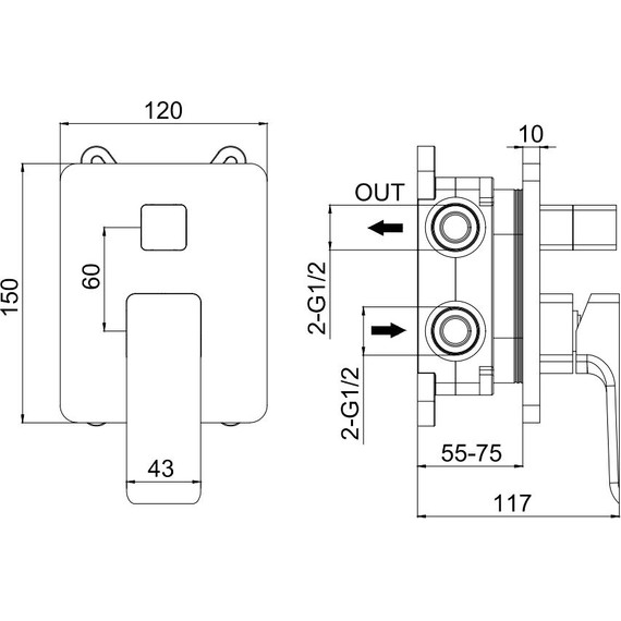 Смеситель для душа Allen Brau Infinity X2 5.21014-31 (со скрытой частью) чёрный матовый - фото 7