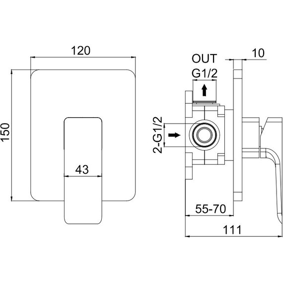 Смеситель для душа Allen Brau Infinity X1 5.21015-31 (со скрытой частью) чёрный матовый - фото 6
