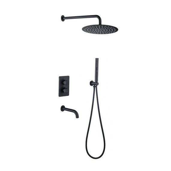Душевая система для ванны с термостатом Allen Brau Priority 5.31014-31, чёрный матовый - фото 