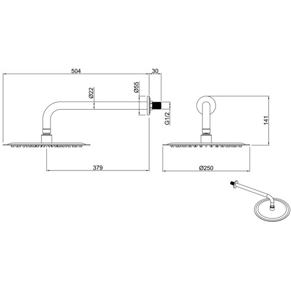 Верхний душ Allen Brau Priority 250 мм 5.31017-MG, графит - фото 2
