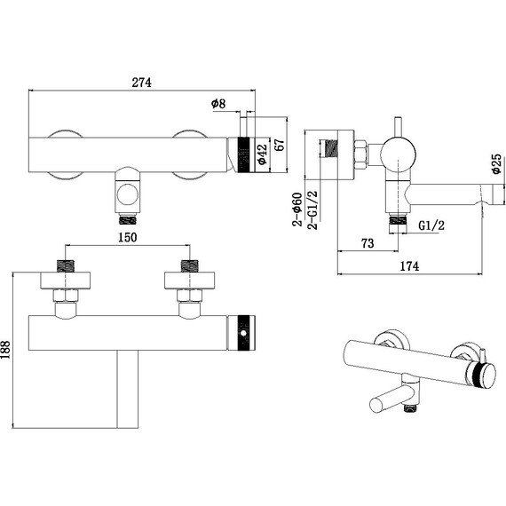 Смеситель для ванны Allen Brau Priority 5.31B10-31, чёрный матовый - фото 4