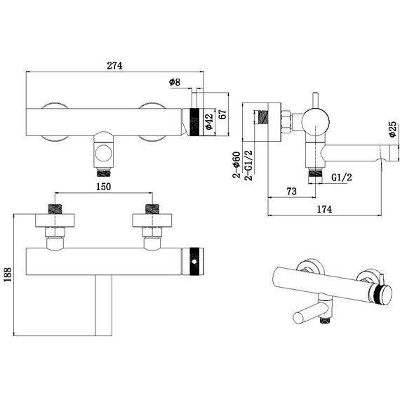Смеситель для ванны Allen Brau Priority 5.31B10-00 - фото 3