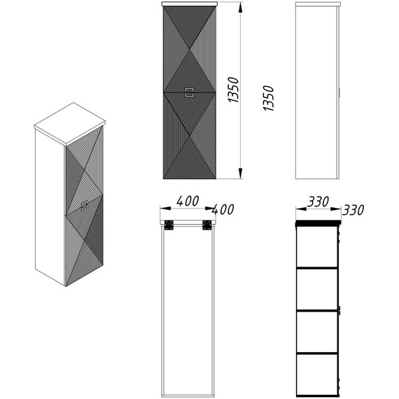 Пенал подвесной Azario Zena 40 см CS00097032, кашемир - фото 2
