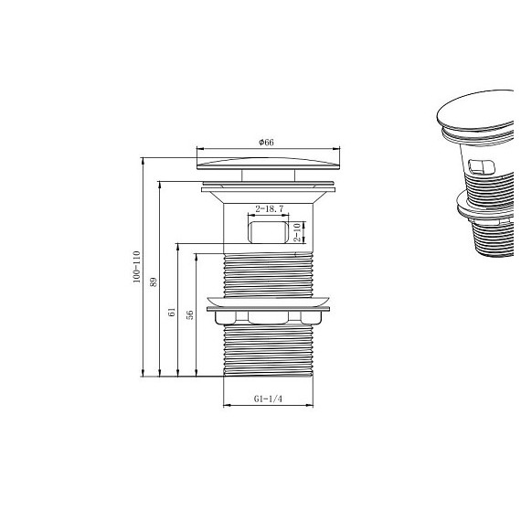 Донный клапан Aquatek AQ6001BGM, оружейная сталь - фото 2