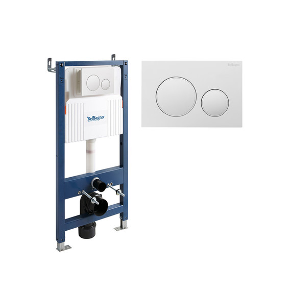 Инсталляция для подвесного унитаза BelBagno BB-101-M-BC (кнопка белая) - фото 