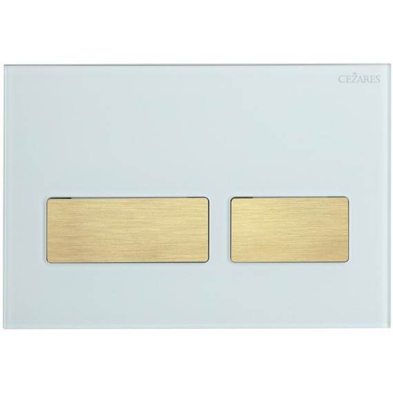 Кнопка смыва Cezares Lux LUX-GB-2-BORO, брашированное золото/белое стекло - фото 